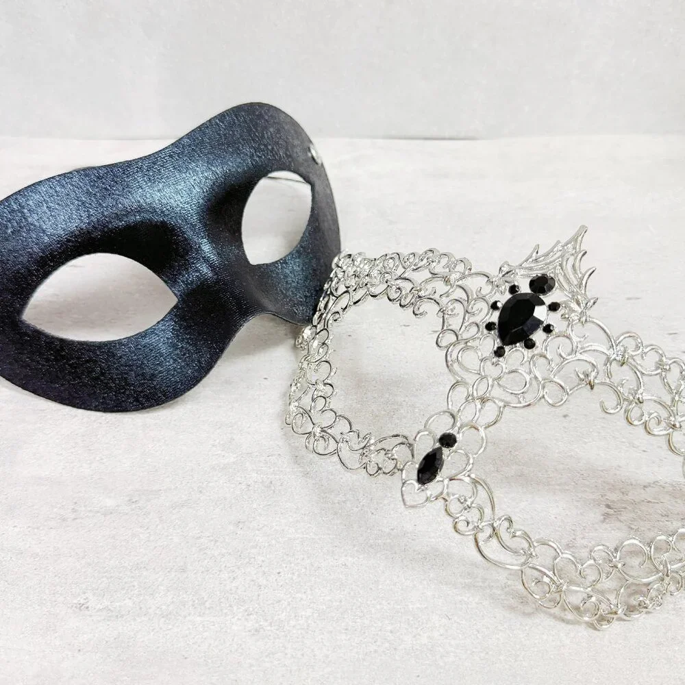 Silver black mask, Masquerade mask, Cosplay mask, ball party mask, Prom mask